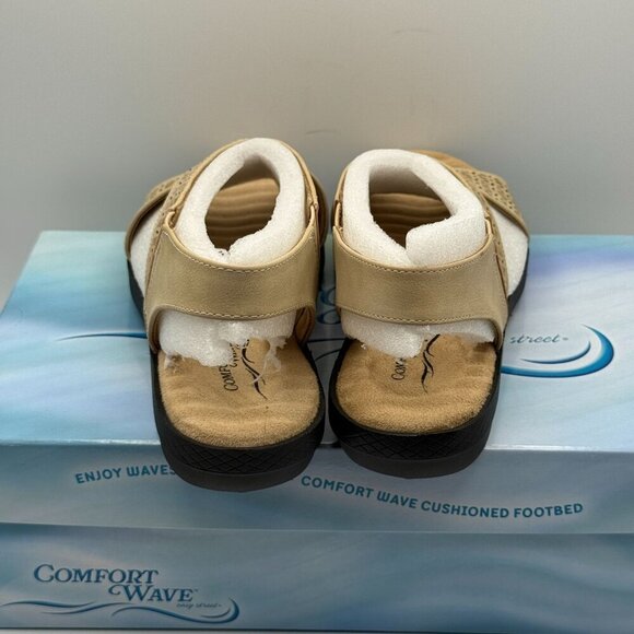 Comfort Wave Womens Claudia Sand Tan Espadrille Strap Sandals Laser Cut 7.5 WW - Picture 4 of 8